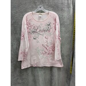 Y2K Long Sleeve Shirt Womens XL Valentine Love Be Mine Graphic Embellished